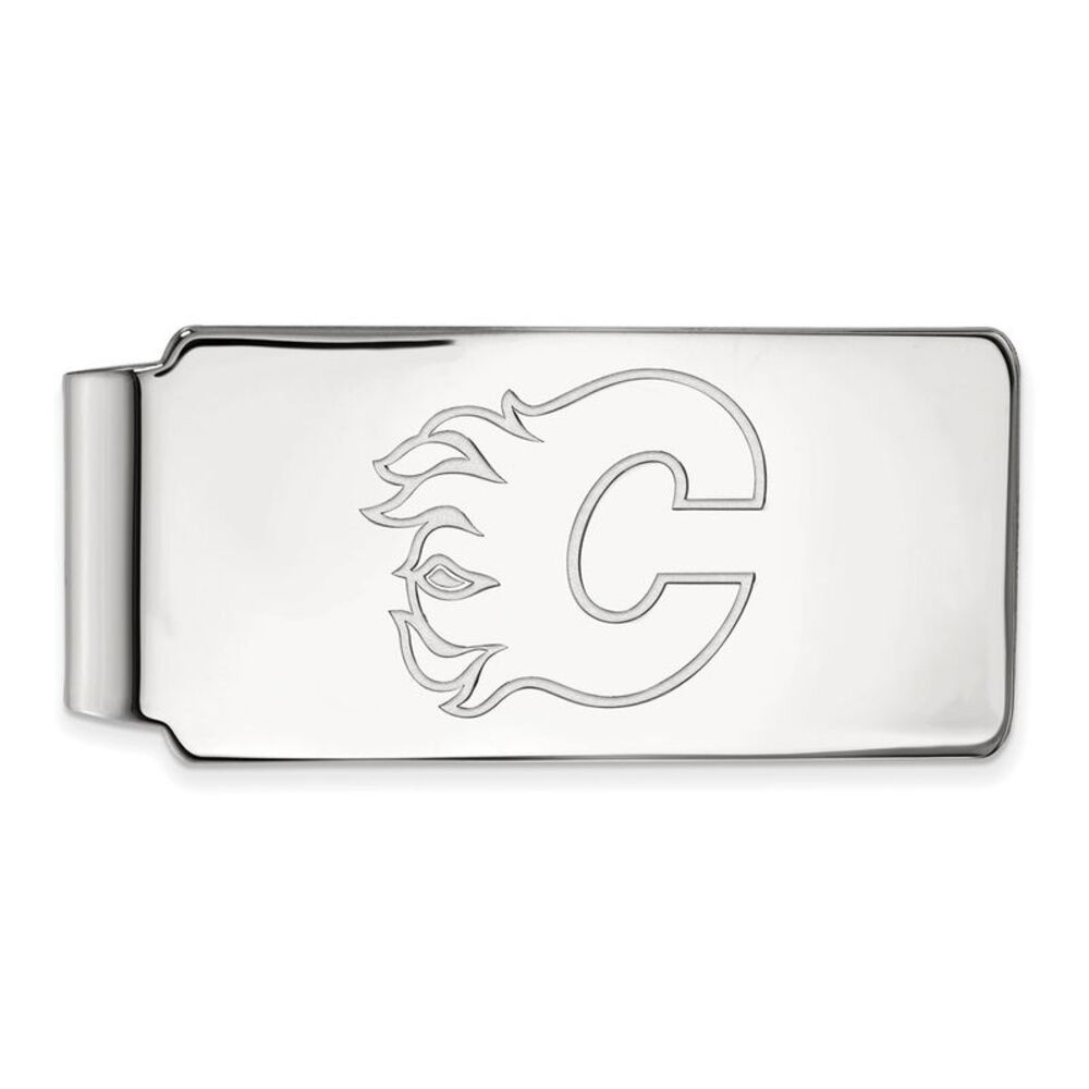 10k White Gold NHL Calgary Flames Money Clip